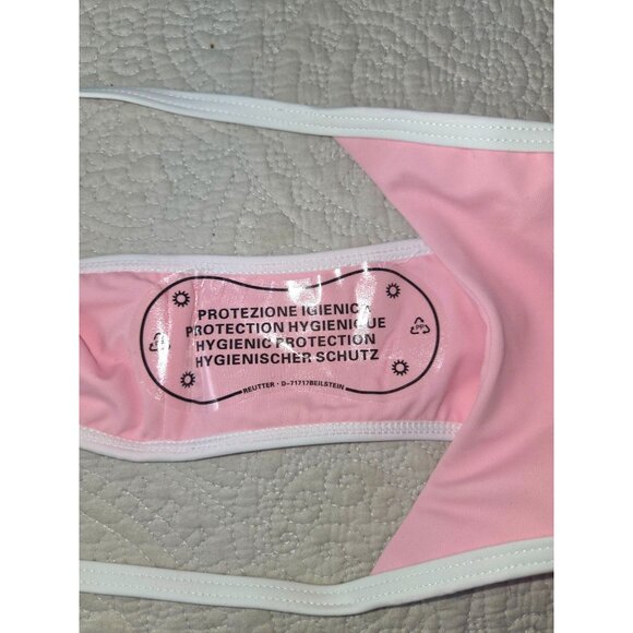 Pink Bikini Swimsuit 2 pc Set*Cheeky*White Trim & Tie Back*Sissy*Cosplay*XL*New - Picture 6 of 10